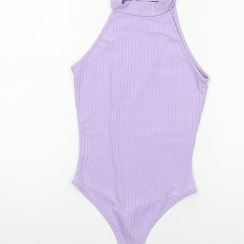 PRETTYLITTLETHING Womens Purple Polyester Bodysuit One-Piece Size 4 Snap