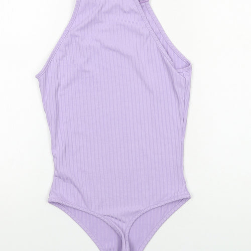 PRETTYLITTLETHING Womens Purple Polyester Bodysuit One-Piece Size 4 Snap