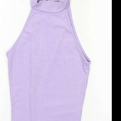 PRETTYLITTLETHING Womens Purple Polyester Bodysuit One-Piece Size 4 Snap