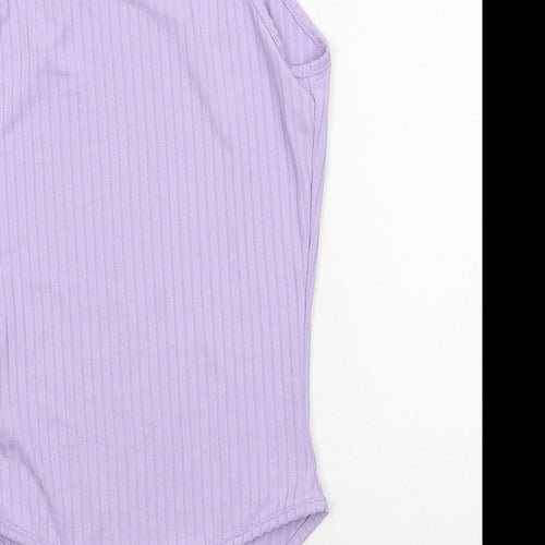 PRETTYLITTLETHING Womens Purple Polyester Bodysuit One-Piece Size 4 Snap