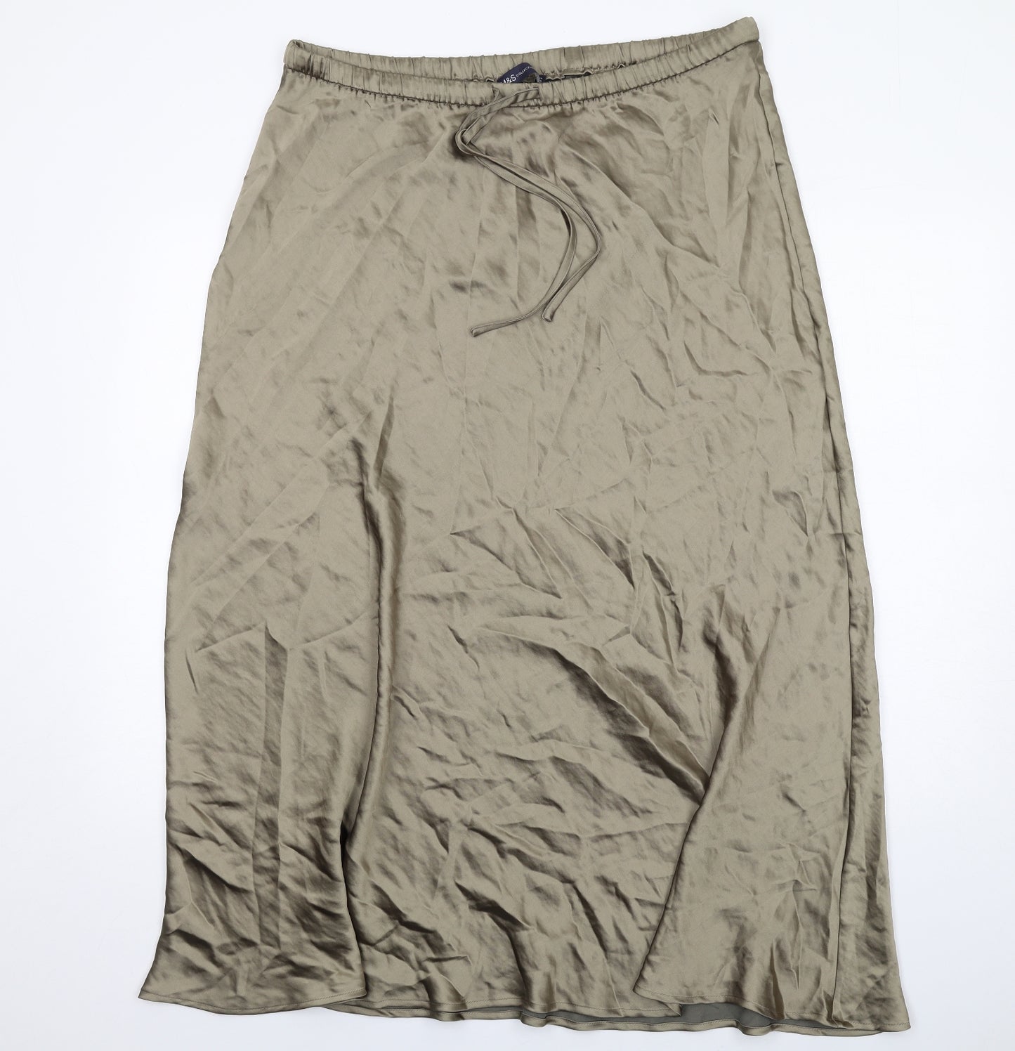 Marks and Spencer Womens Green Viscose A-Line Skirt Size 20 Drawstring