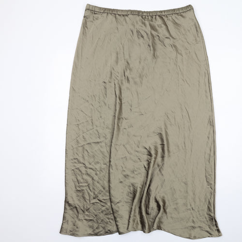 Marks and Spencer Womens Green Viscose A-Line Skirt Size 20 Drawstring