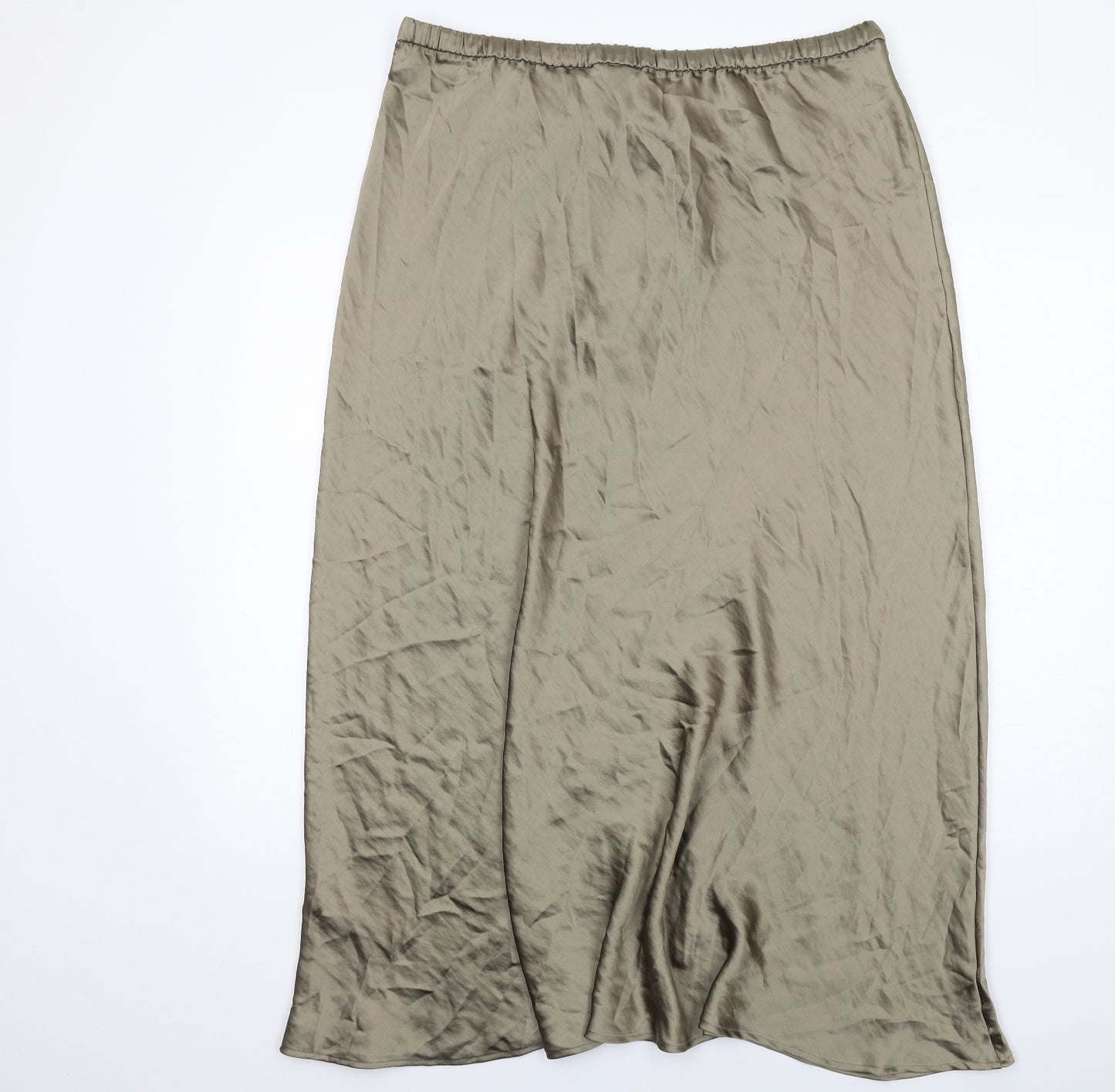 Marks and Spencer Womens Green Viscose A-Line Skirt Size 20 Drawstring