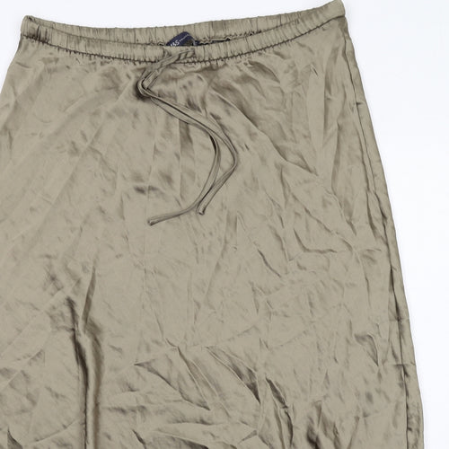 Marks and Spencer Womens Green Viscose A-Line Skirt Size 20 Drawstring