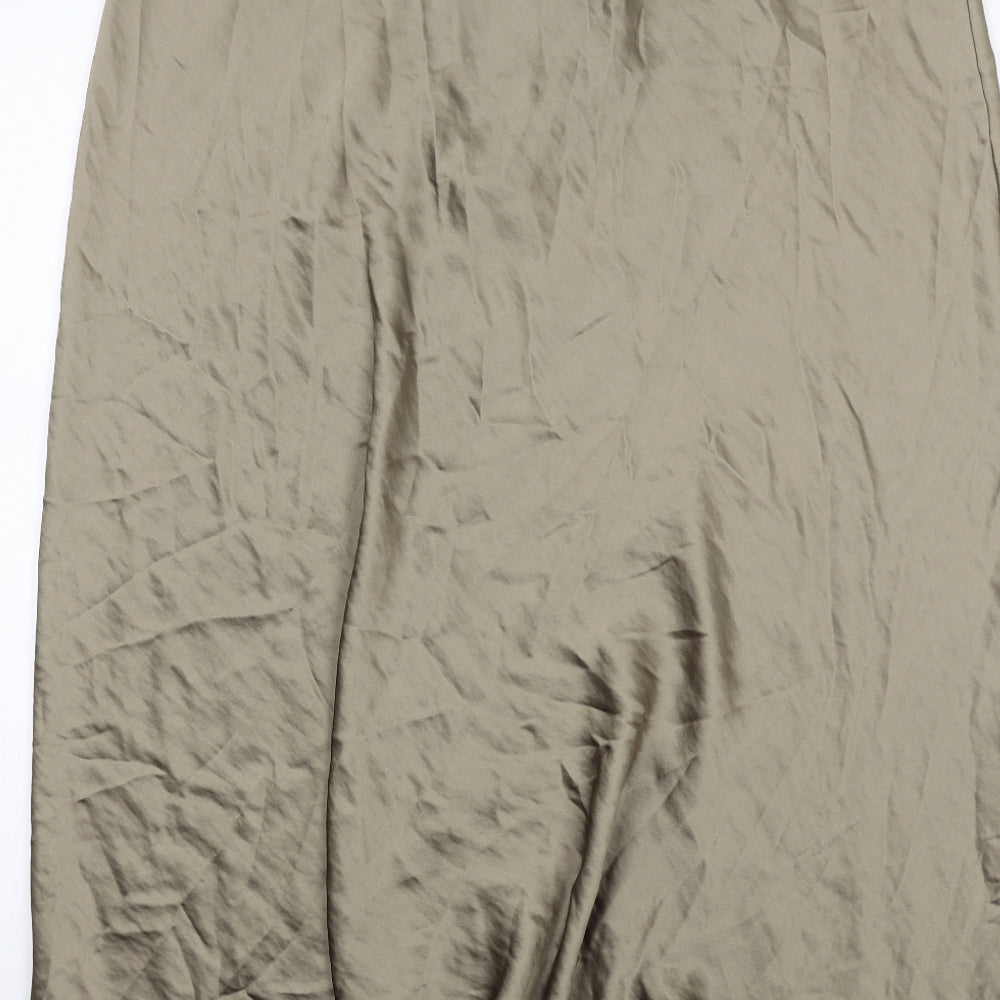 Marks and Spencer Womens Green Viscose A-Line Skirt Size 20 Drawstring