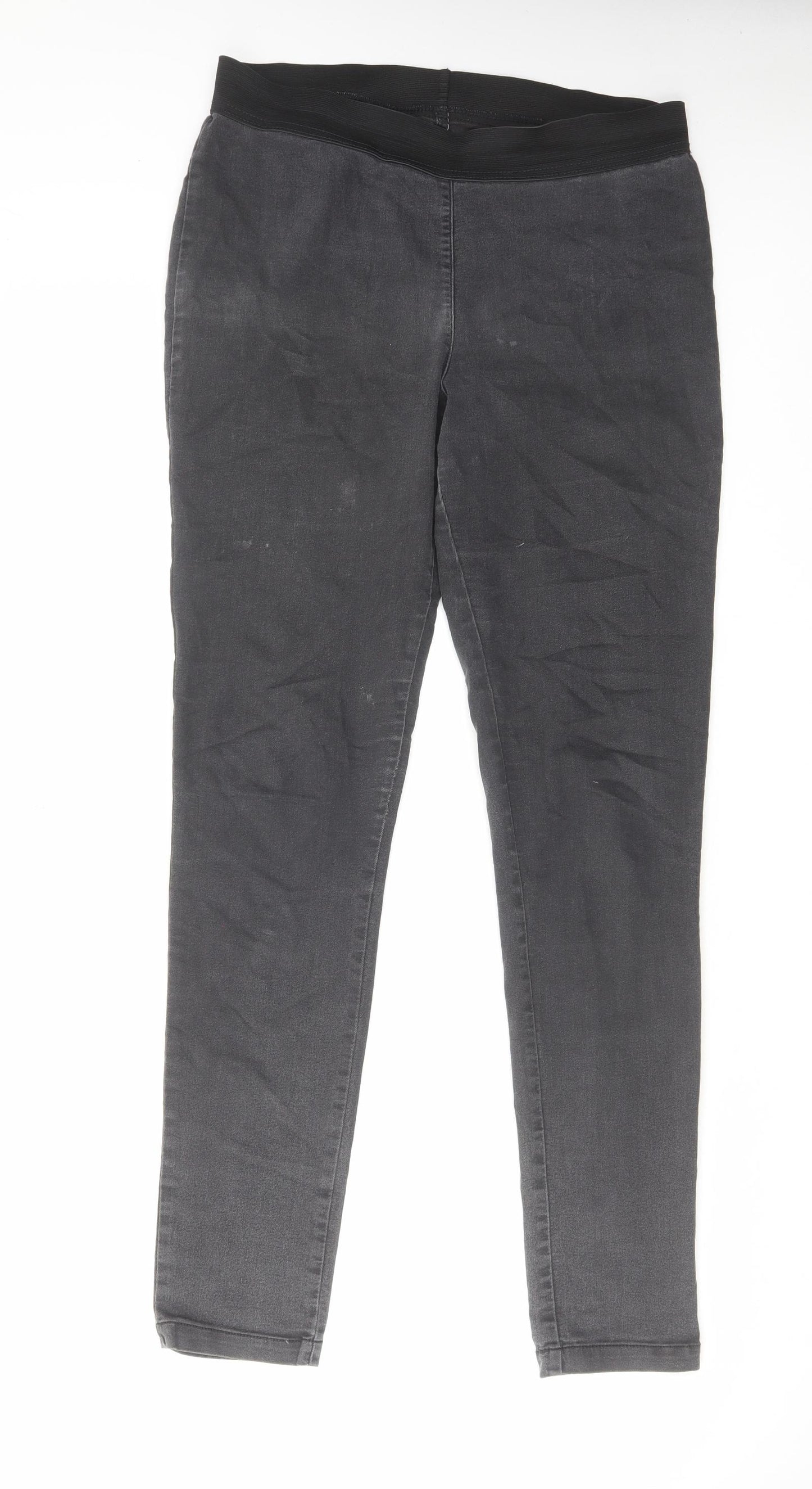marks and Womens Grey Cotton Skinny Jeans Size 14 L32 in Regular