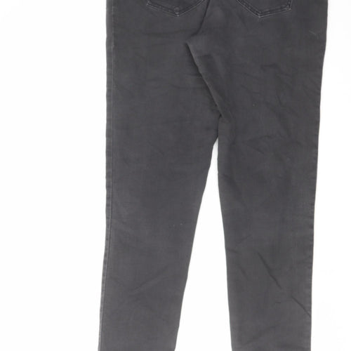 marks and Womens Grey Cotton Skinny Jeans Size 14 L32 in Regular