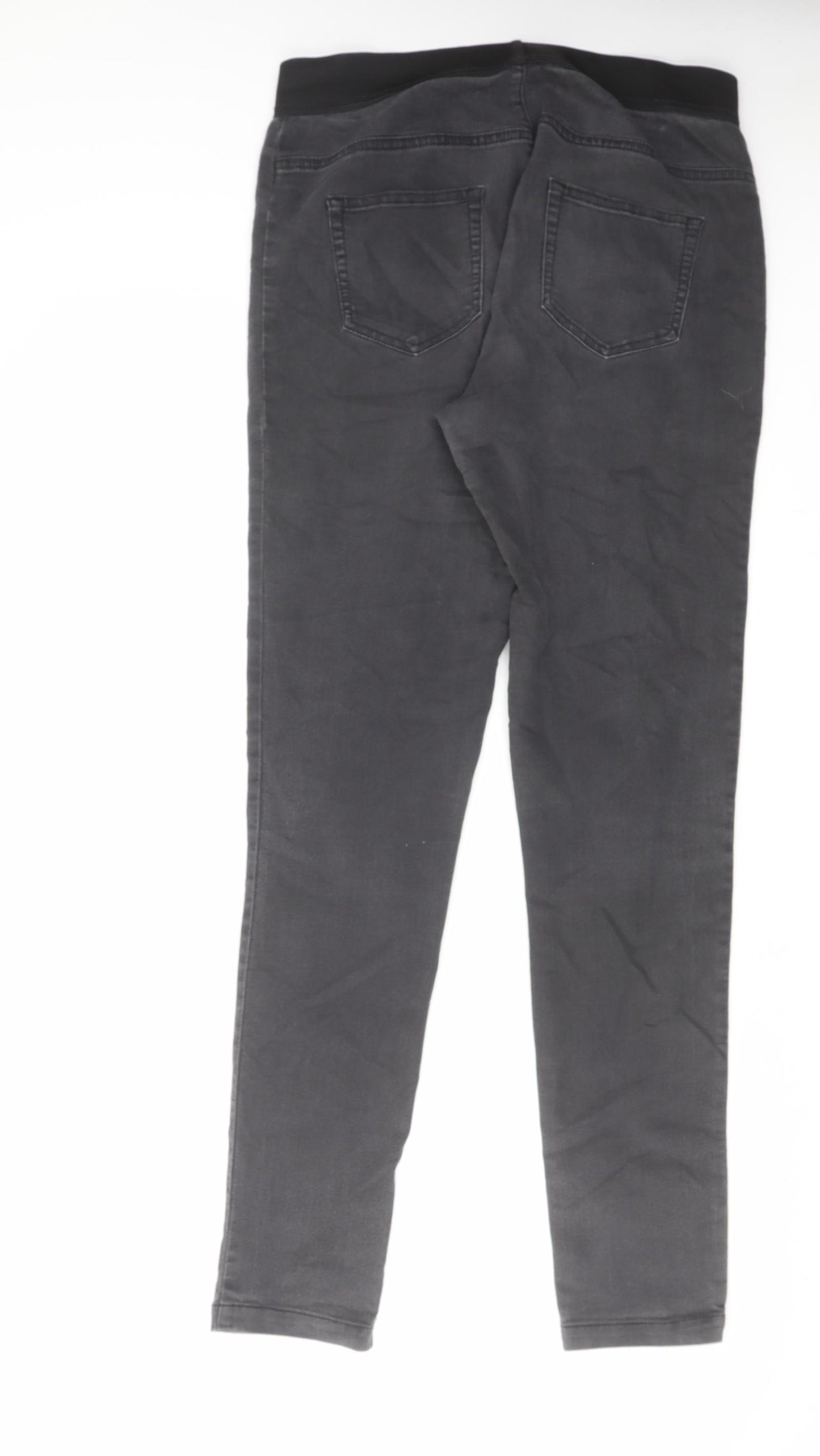marks and Womens Grey Cotton Skinny Jeans Size 14 L32 in Regular
