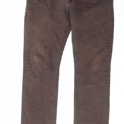 Levi's Womens Brown Cotton Straight Jeans Size 34 in L31 in Slim Zip - Raw Hem