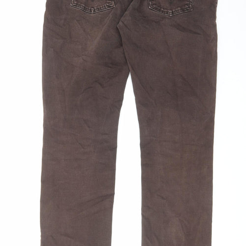 Levi's Womens Brown Cotton Straight Jeans Size 34 in L31 in Slim Zip - Raw Hem