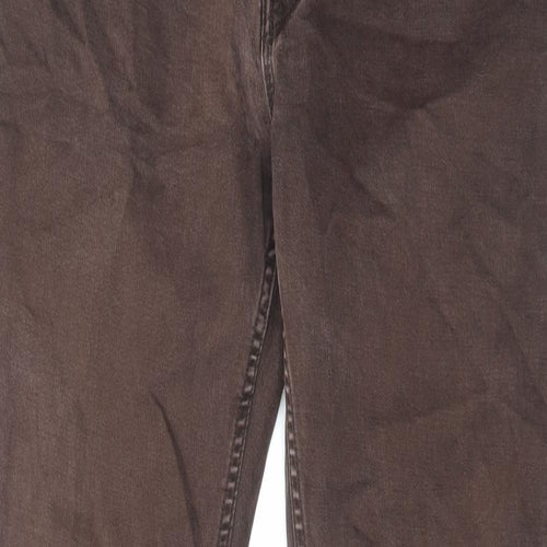 Levi's Womens Brown Cotton Straight Jeans Size 34 in L31 in Slim Zip - Raw Hem