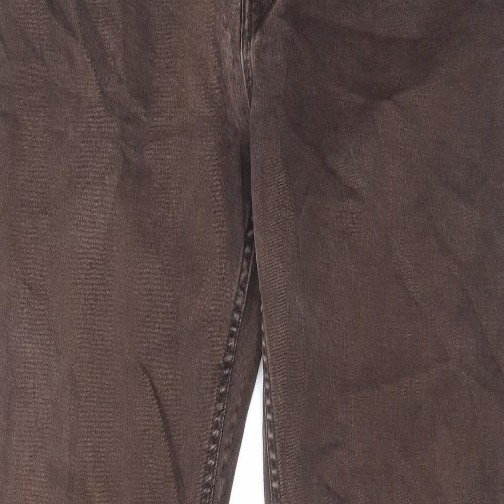 Levi's Womens Brown Cotton Straight Jeans Size 34 in L31 in Slim Zip - Raw Hem