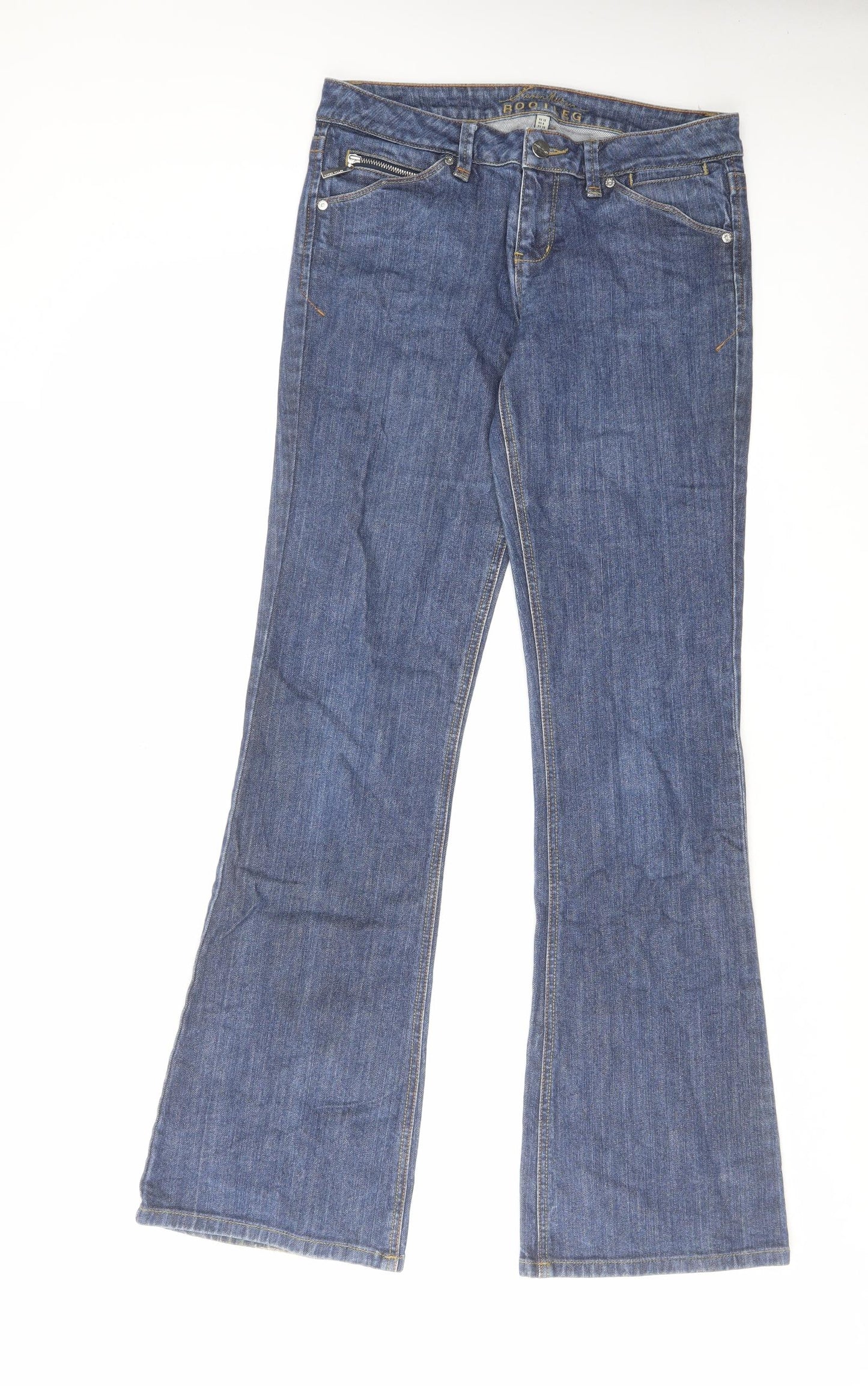 Karen Millen Womens Blue Cotton Bootcut Jeans Size 10 L32 in Regular Zip