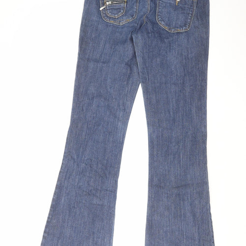 Karen Millen Womens Blue Cotton Bootcut Jeans Size 10 L32 in Regular Zip