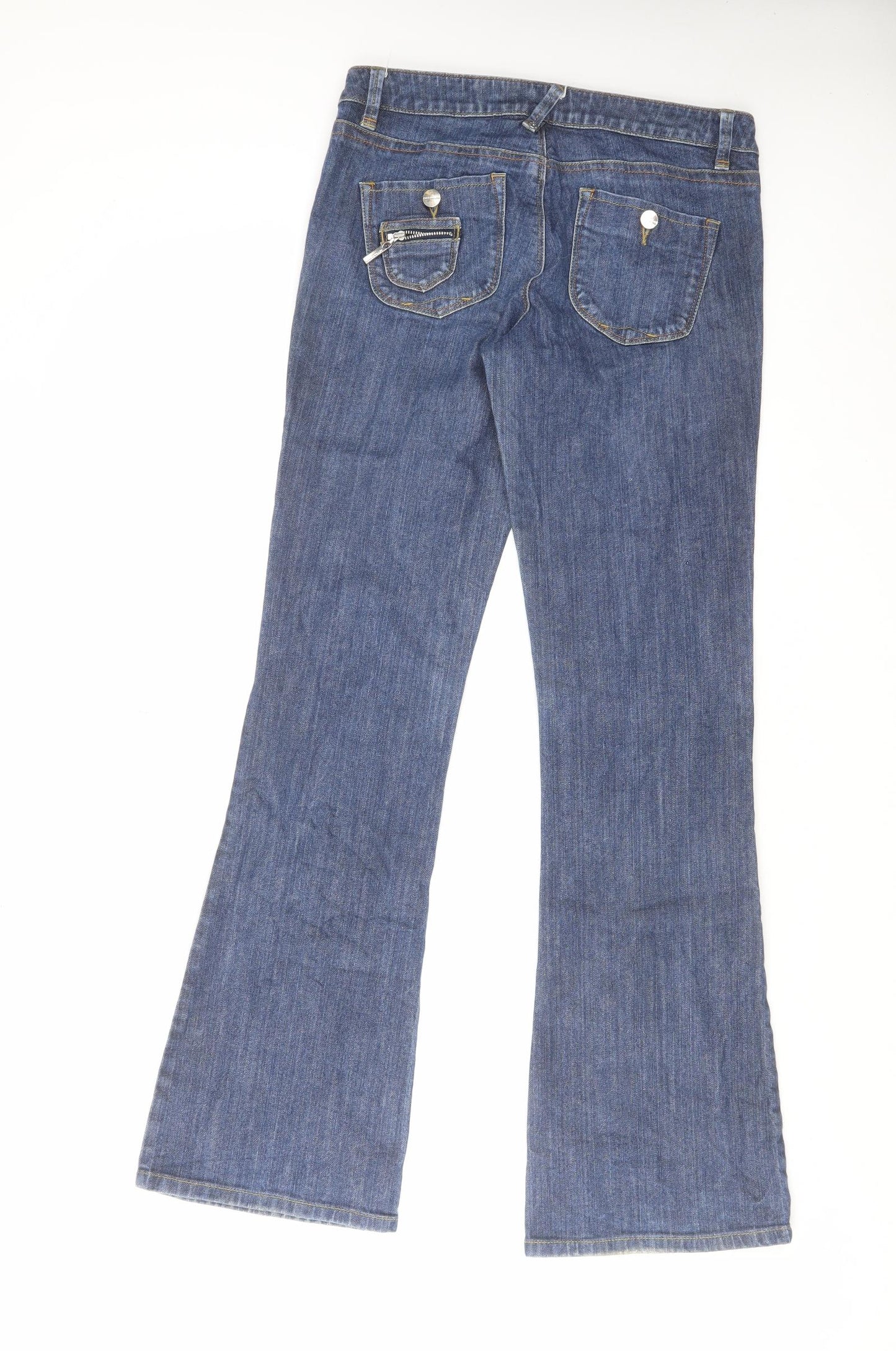 Karen Millen Womens Blue Cotton Bootcut Jeans Size 10 L32 in Regular Zip