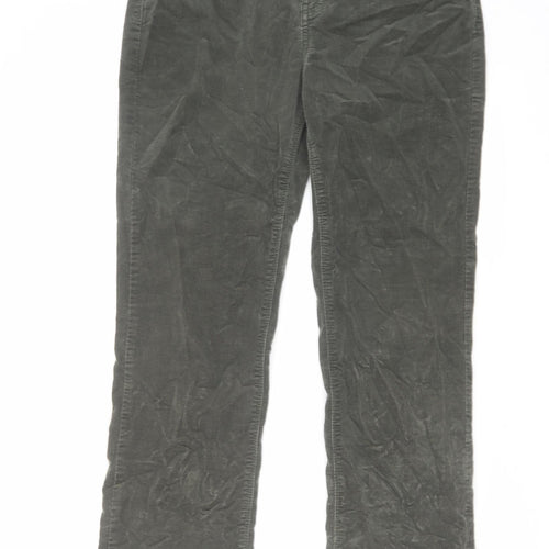 Per Una Womens Green Cotton Trousers Size 32 in L29 in Regular Zip