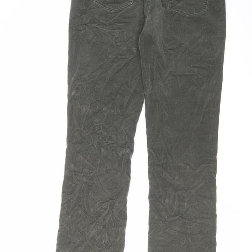 Per Una Womens Green Cotton Trousers Size 32 in L29 in Regular Zip
