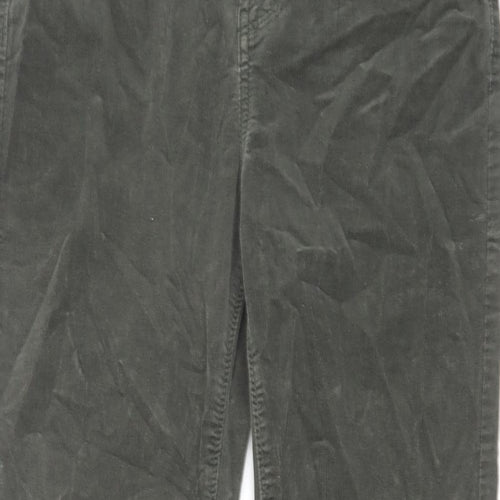 Per Una Womens Green Cotton Trousers Size 32 in L29 in Regular Zip