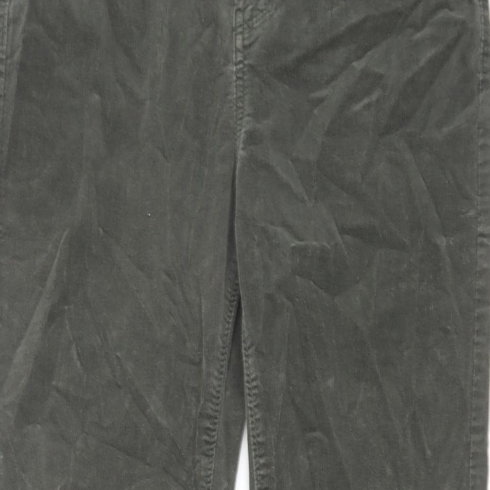 Per Una Womens Green Cotton Trousers Size 32 in L29 in Regular Zip