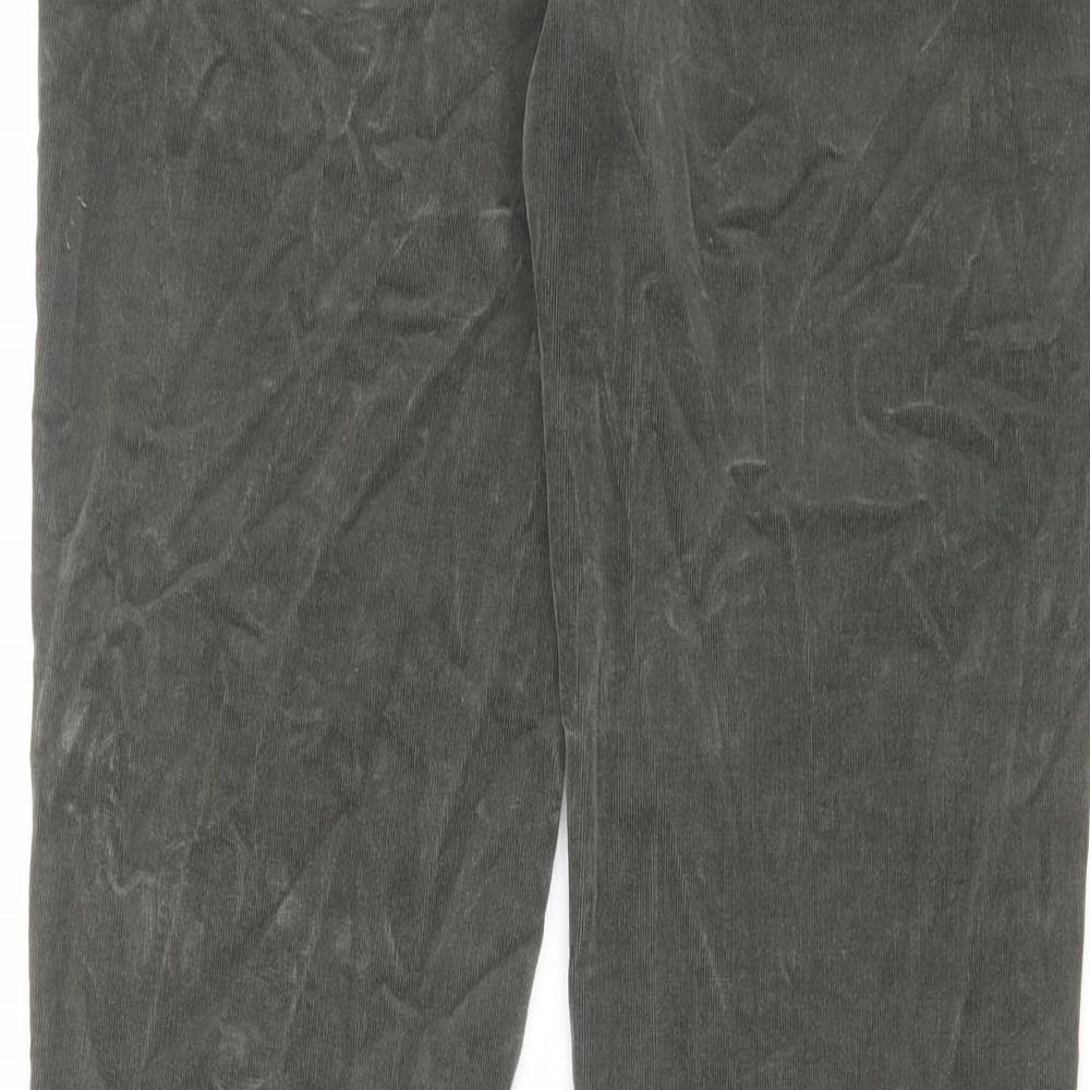 Per Una Womens Green Cotton Trousers Size 32 in L29 in Regular Zip