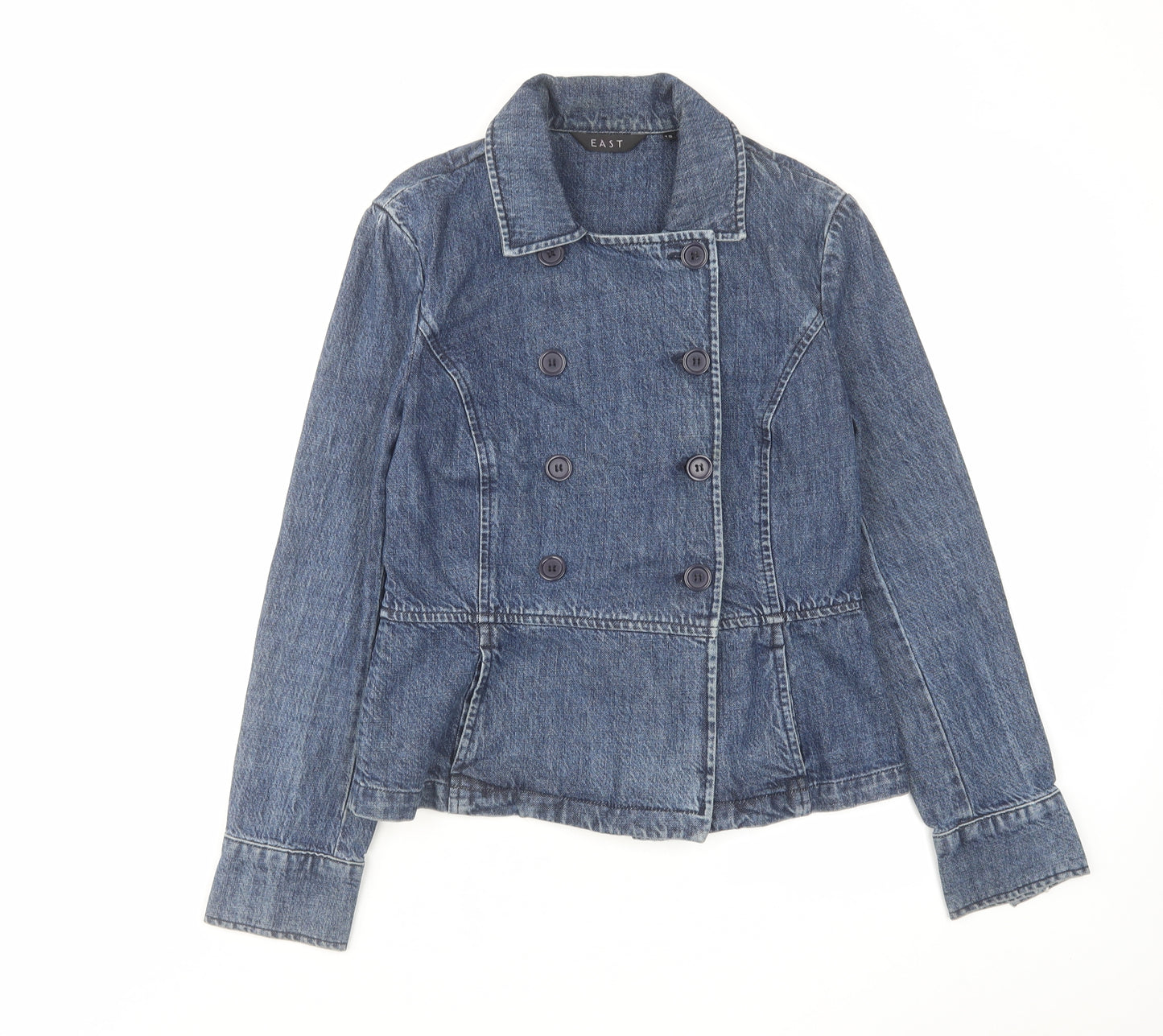 EAST Womens Blue Jacket Size 12 Button