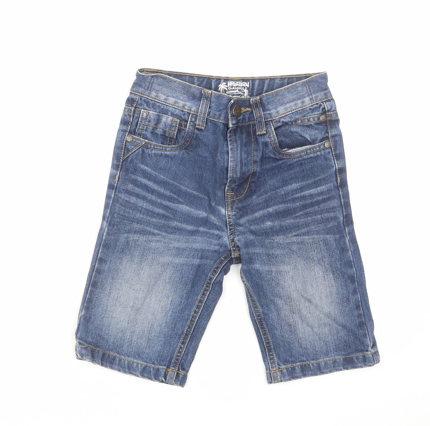 TU Boys Blue Cotton Bermuda Shorts Size 8 Years Regular Zip