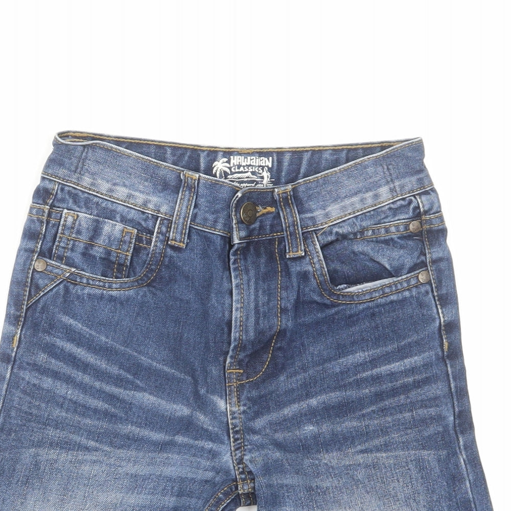 TU Boys Blue Cotton Bermuda Shorts Size 8 Years Regular Zip