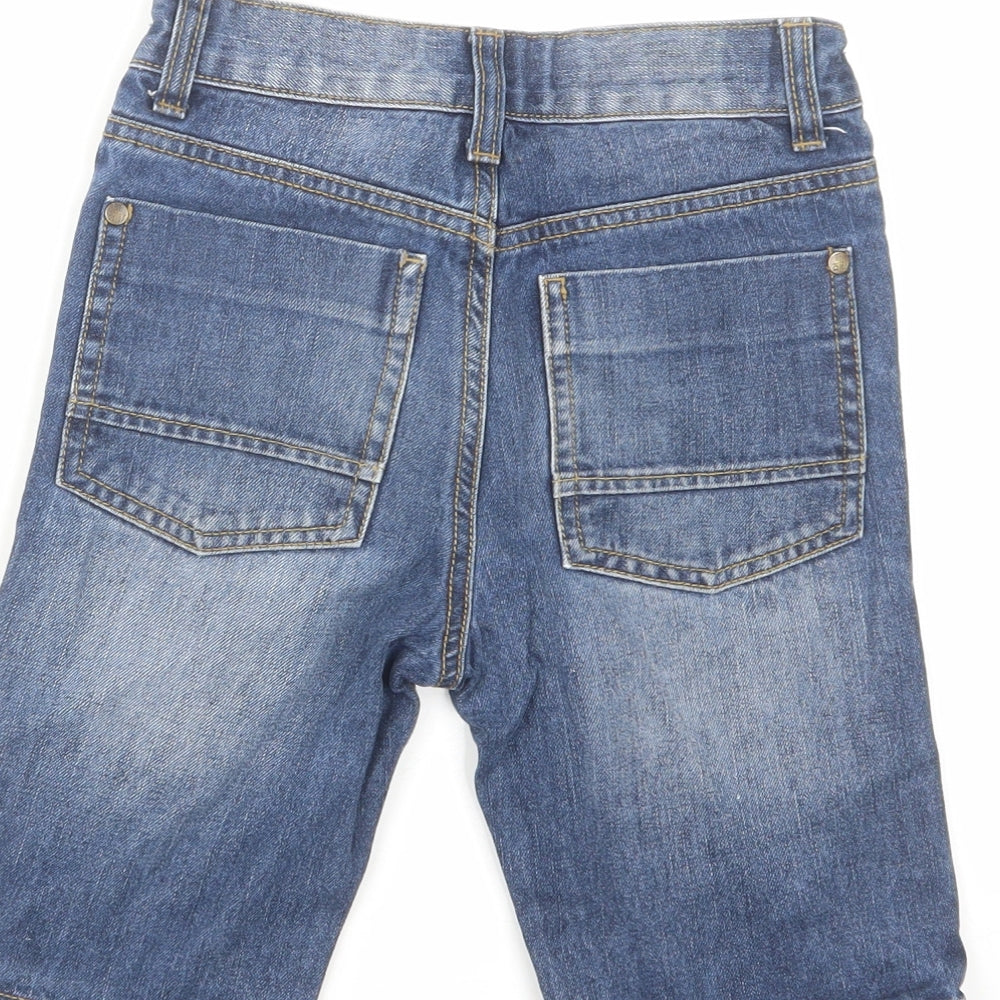 TU Boys Blue Cotton Bermuda Shorts Size 8 Years Regular Zip