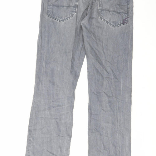 Jeff Banks Mens Grey Cotton Straight Jeans Size 30 in L32 in Regular Zip