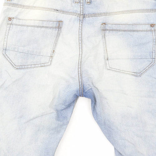 Peacocks Mens Blue Herringbone Cotton Chino Shorts Size 38 in L12 in Regular Button