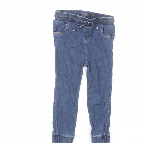 NEXT Boys Blue Cotton Tapered Jeans Size 3-4 Years Regular Drawstring