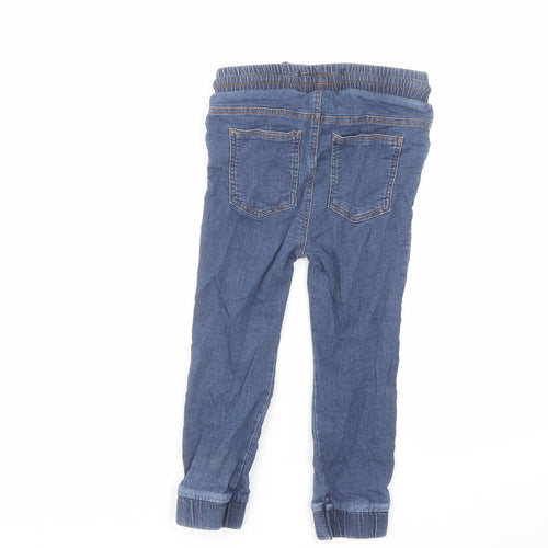NEXT Boys Blue Cotton Tapered Jeans Size 3-4 Years Regular Drawstring