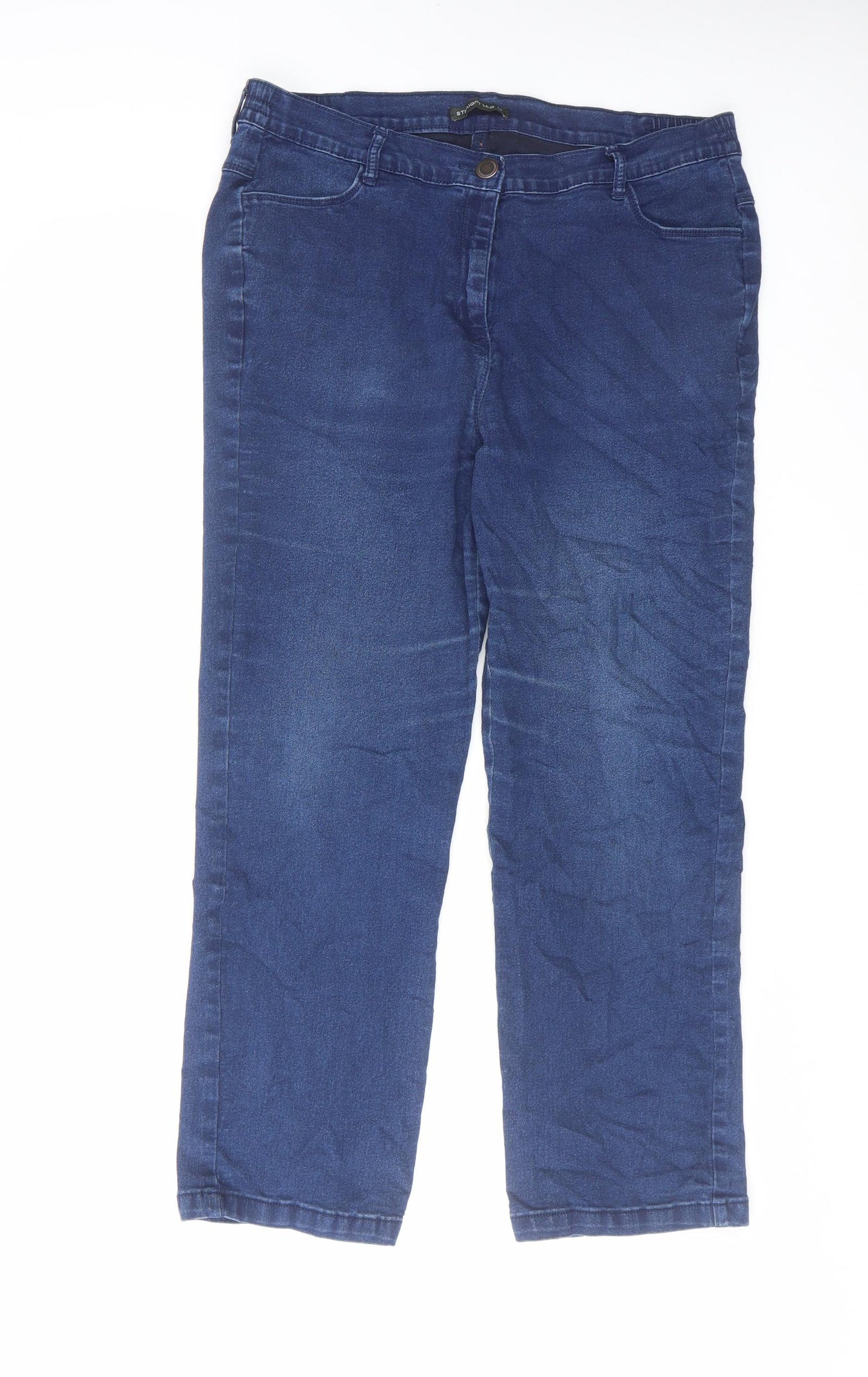 Bonmarché Womens Blue Cotton Straight Jeans Size 16 L26 in Regular Zip