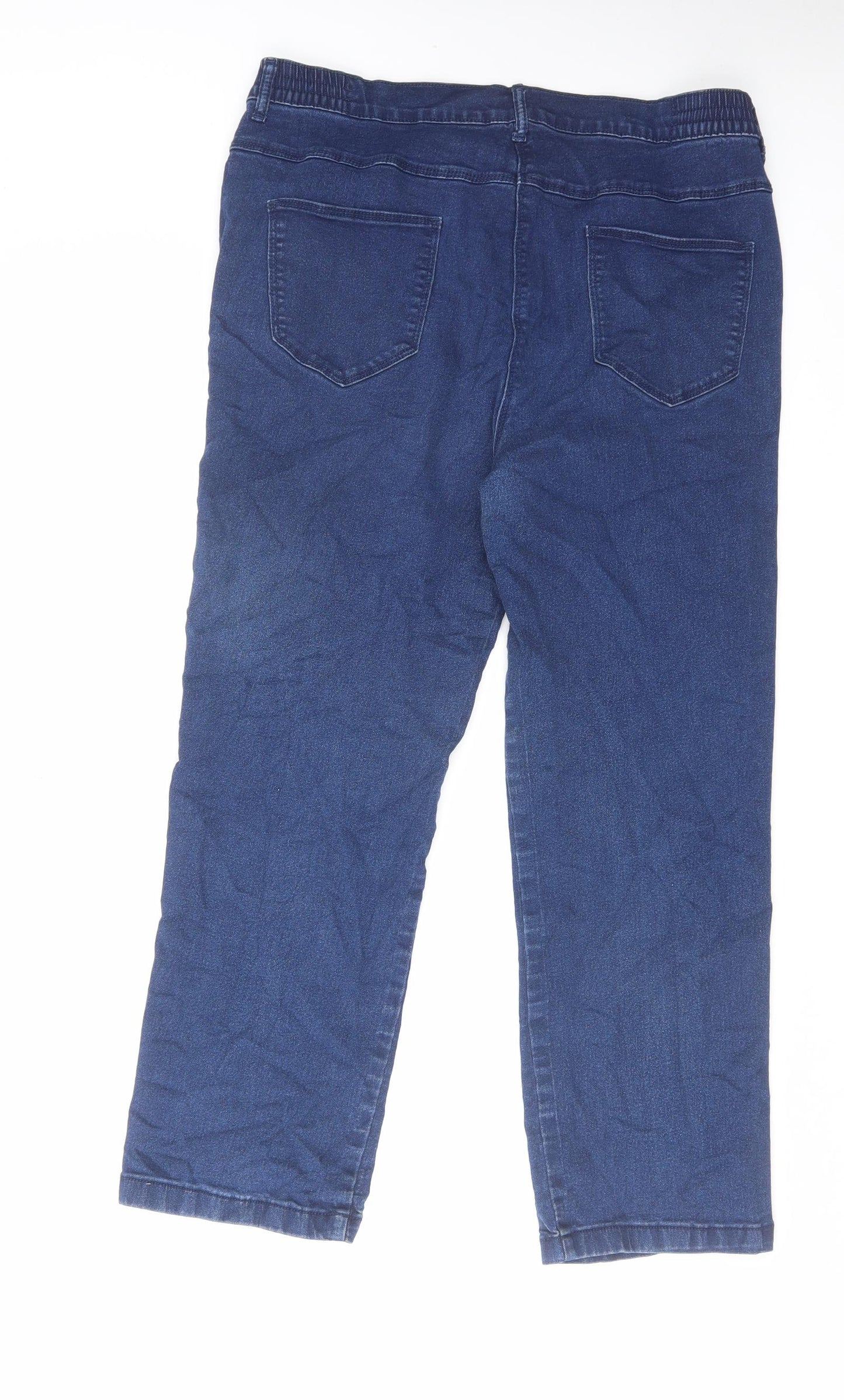 Bonmarché Womens Blue Cotton Straight Jeans Size 16 L26 in Regular Zip