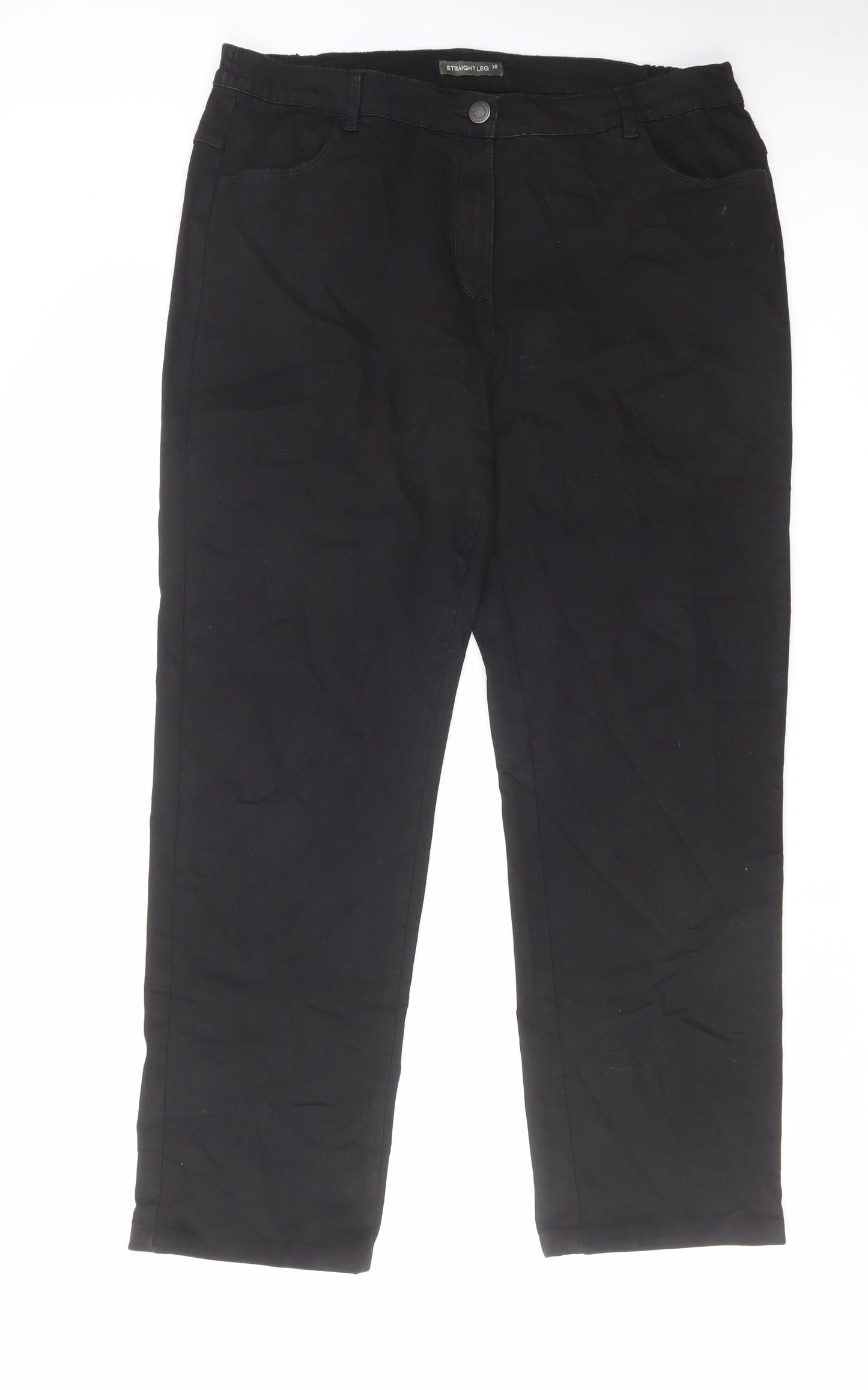 Bonmarché Womens Black Cotton Straight Jeans Size 18 L29 in Regular Zip
