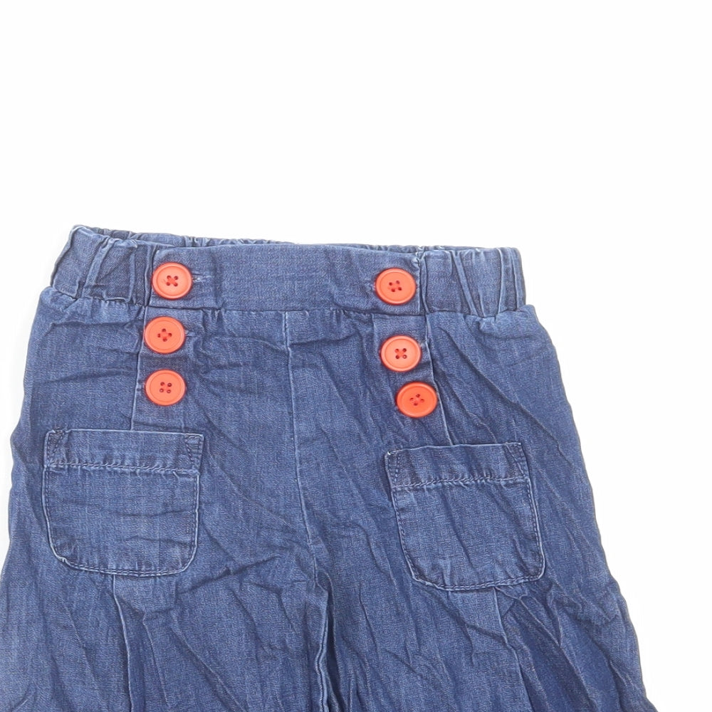 Cycleband Girls Blue Cotton Wide-Leg Jeans Size 3 Years Regular Button