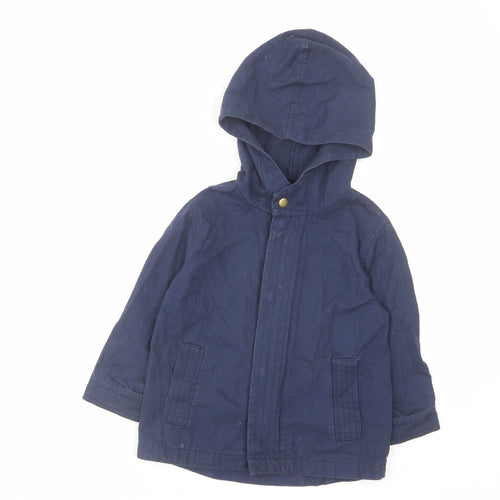 Mini Club Boys Blue Basic Coat Coat Size 3-4 Years Zip