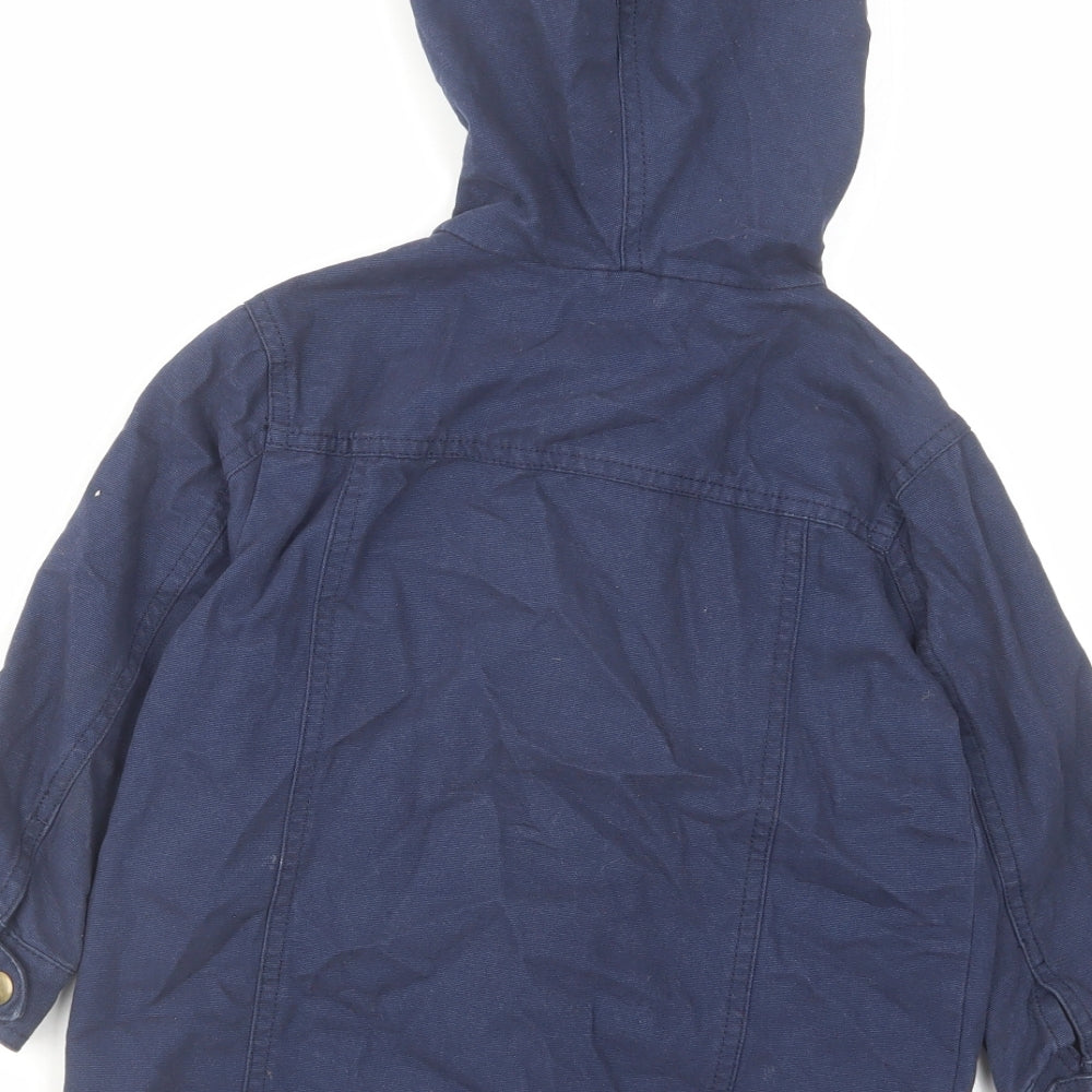 Mini Club Boys Blue Basic Coat Coat Size 3-4 Years Zip