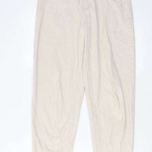 H&M Womens Ivory Cotton Mom Jeans Size 12 L28 in Regular Zip