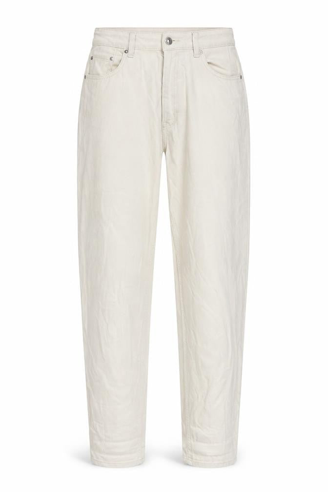 H&M Womens Ivory Cotton Mom Jeans Size 12 L28 in Regular Zip