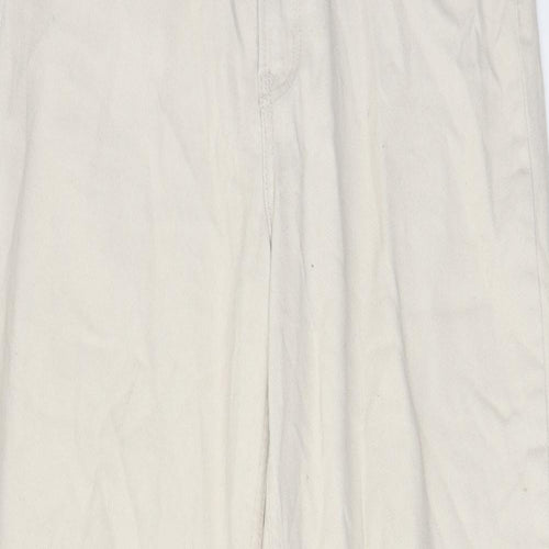H&M Womens Ivory Cotton Mom Jeans Size 12 L28 in Regular Zip