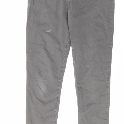 Marks and Spencer Womens Grey Cotton Skinny Jeans Size 12 L30 in Regular Zip