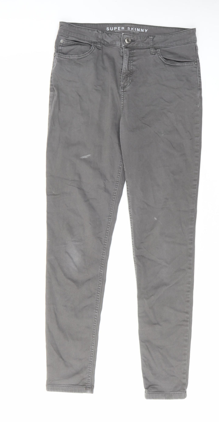 Marks and Spencer Womens Grey Cotton Skinny Jeans Size 12 L30 in Regular Zip