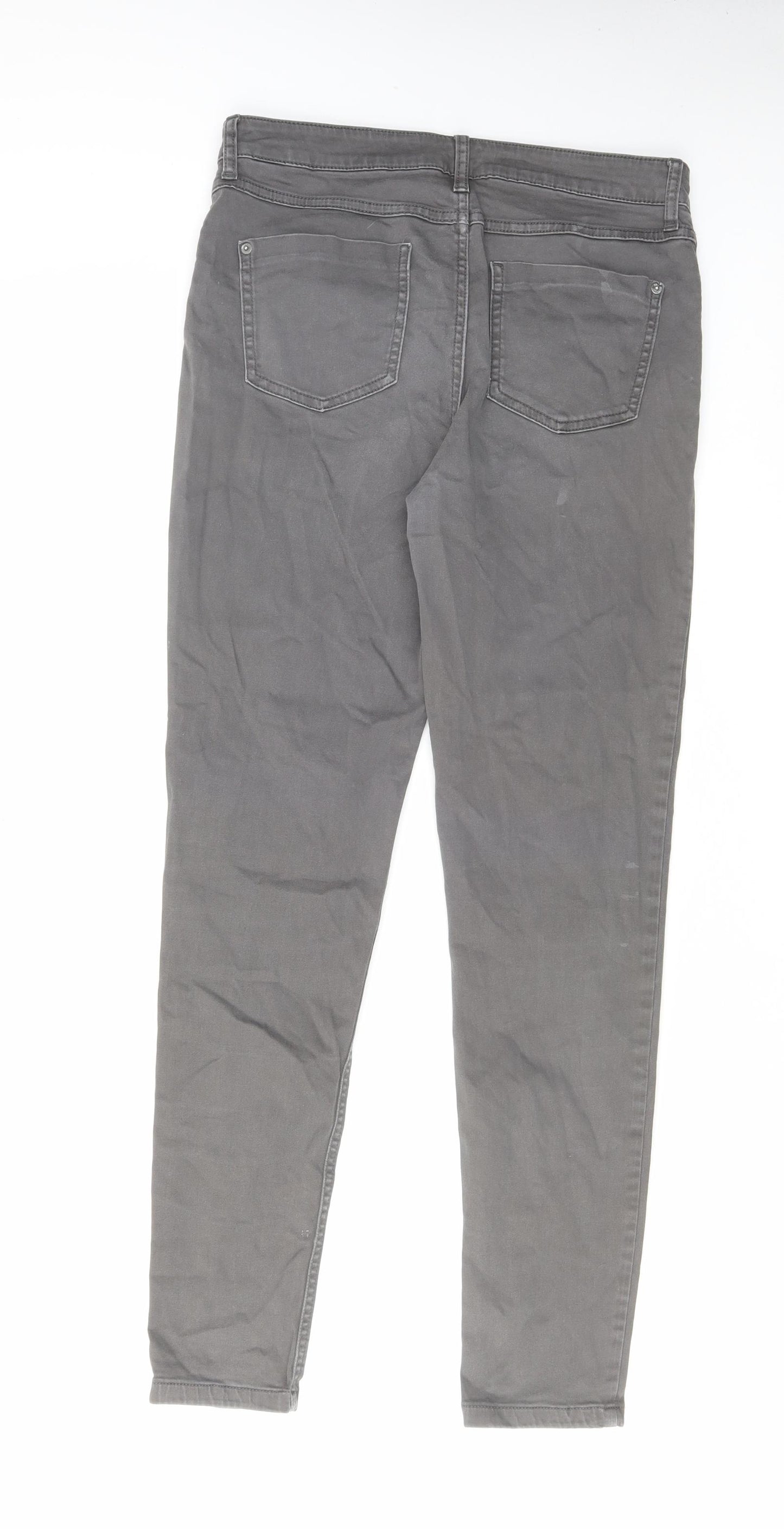 Marks and Spencer Womens Grey Cotton Skinny Jeans Size 12 L30 in Regular Zip