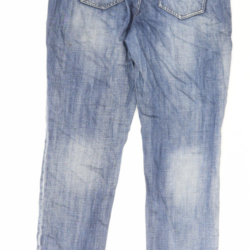 NEXT Womens Blue Cotton Straight Jeans Size 14 L31 in Regular Zip