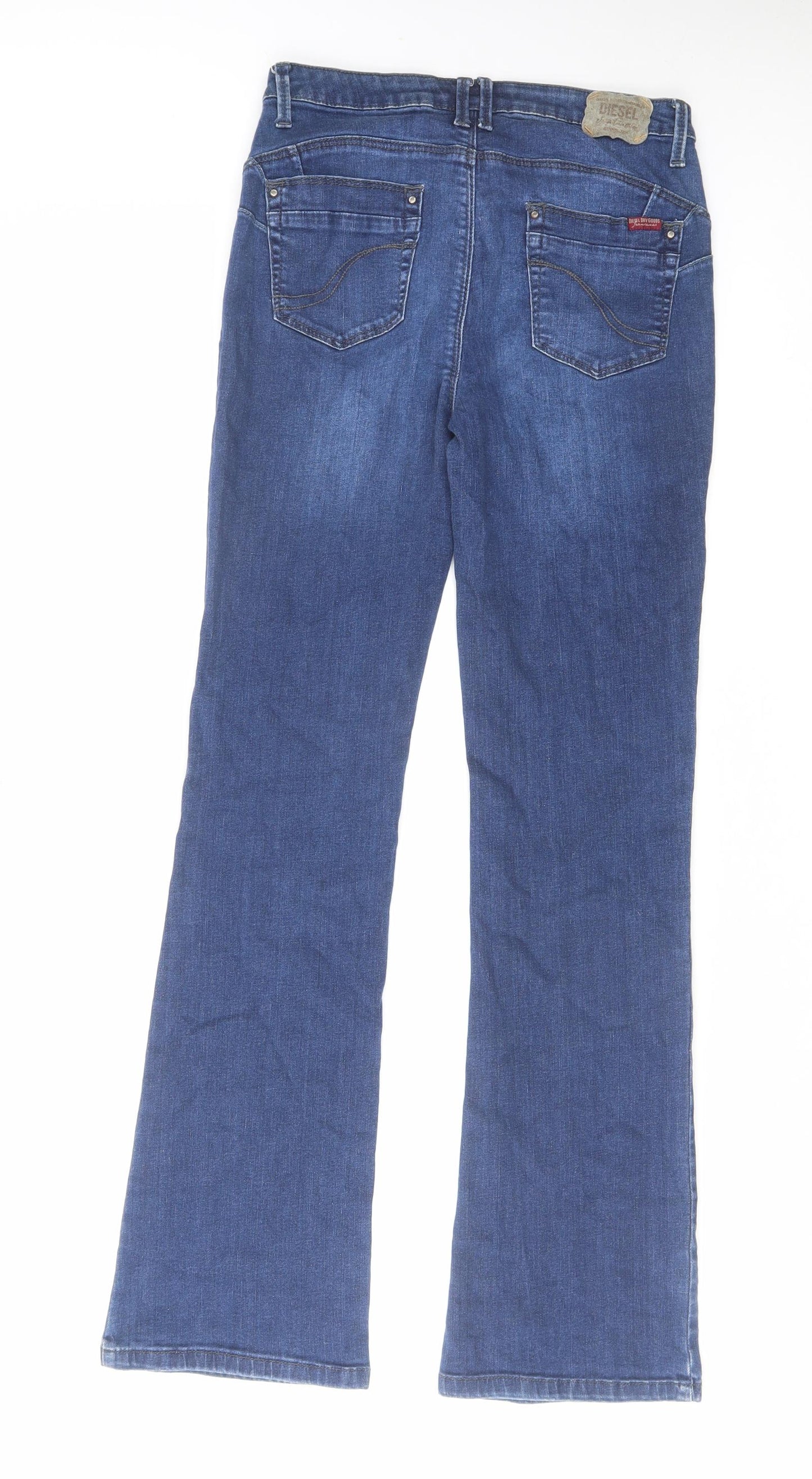 Diesel Womens Blue Cotton Bootcut Jeans Size 28 in L30 in Regular Zip