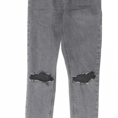 Topshop Womens Grey Cotton Skinny Jeans Size 30 in L32 in Regular Zip
