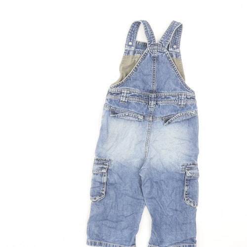 Mini Boden Boys Blue Cotton Dungaree One-Piece Size 12-18 Months Button
