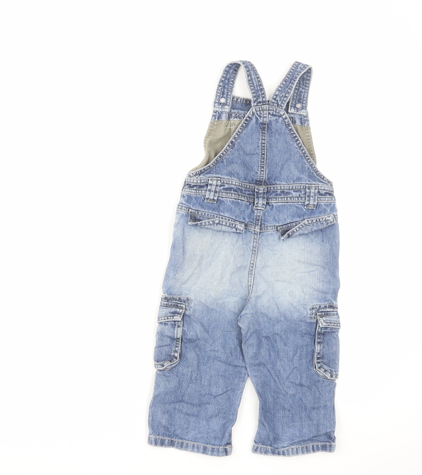 Mini Boden Boys Blue Cotton Dungaree One-Piece Size 12-18 Months Button
