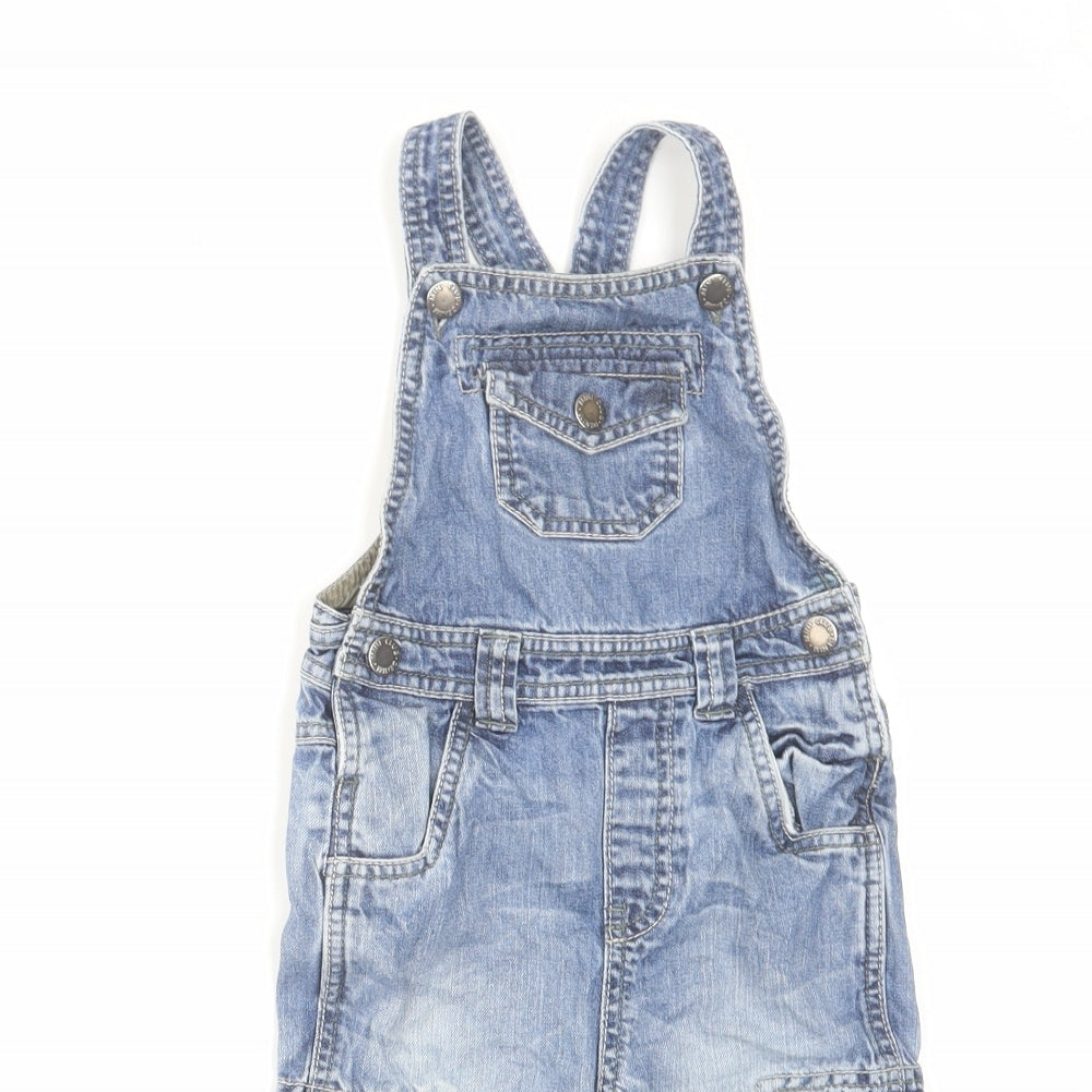 Mini Boden Boys Blue Cotton Dungaree One-Piece Size 12-18 Months Button